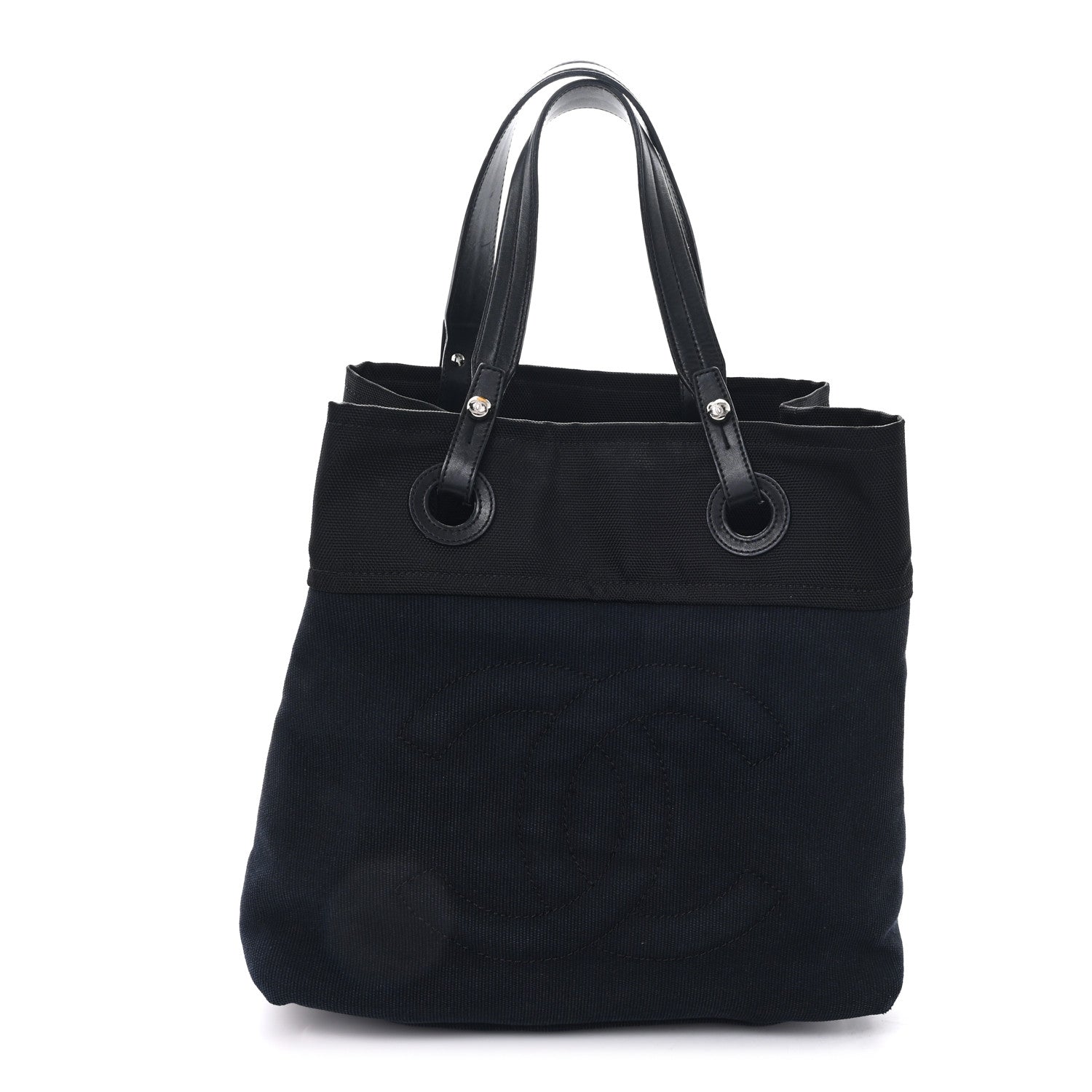 Chanel Lambskin Canvas CC Shopping Tote Black 1 of 13