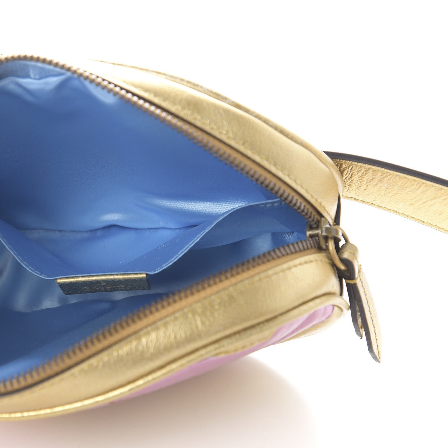 Metallic Nappa Matelasse Heart GG Marmont Belt Bag 85 34 Oro Vecchio Rosa