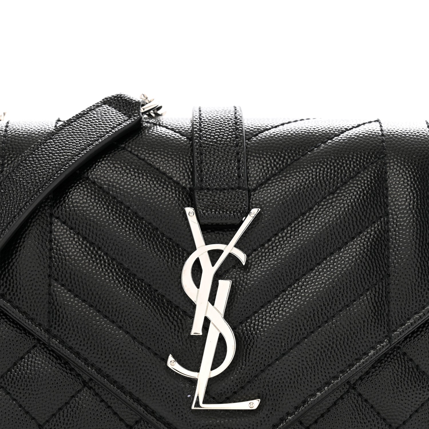 Saint Laurent Grain De Poudre Textured Mixed Matelasse Triquilt Small Monogram Satchel Black 8 of 12