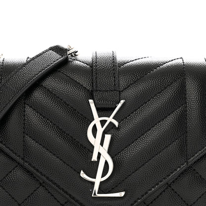Saint Laurent Grain De Poudre Textured Mixed Matelasse Triquilt Small Monogram Satchel Black 8 of 12