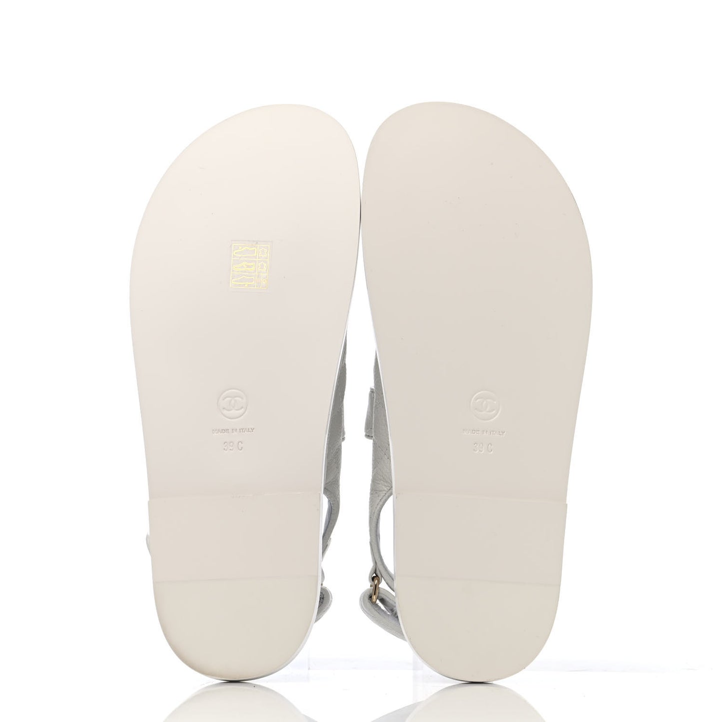 Grained Calfskin Velcro Dad Sandals 39 White