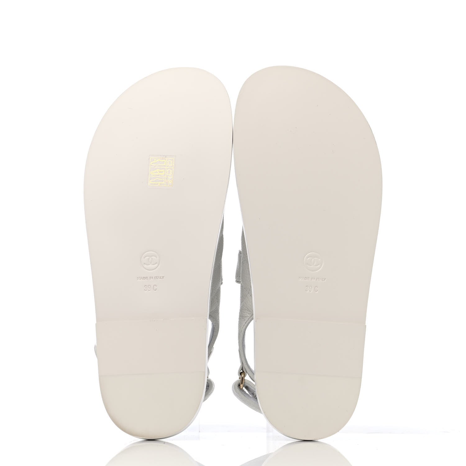 Chanel Grained Calfskin Velcro Dad Sandals 39 White 4 of 4