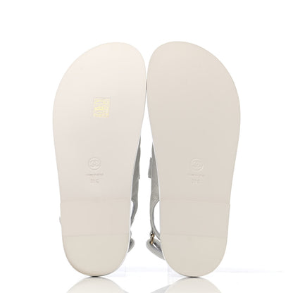 Chanel Grained Calfskin Velcro Dad Sandals 39 White 4 of 4