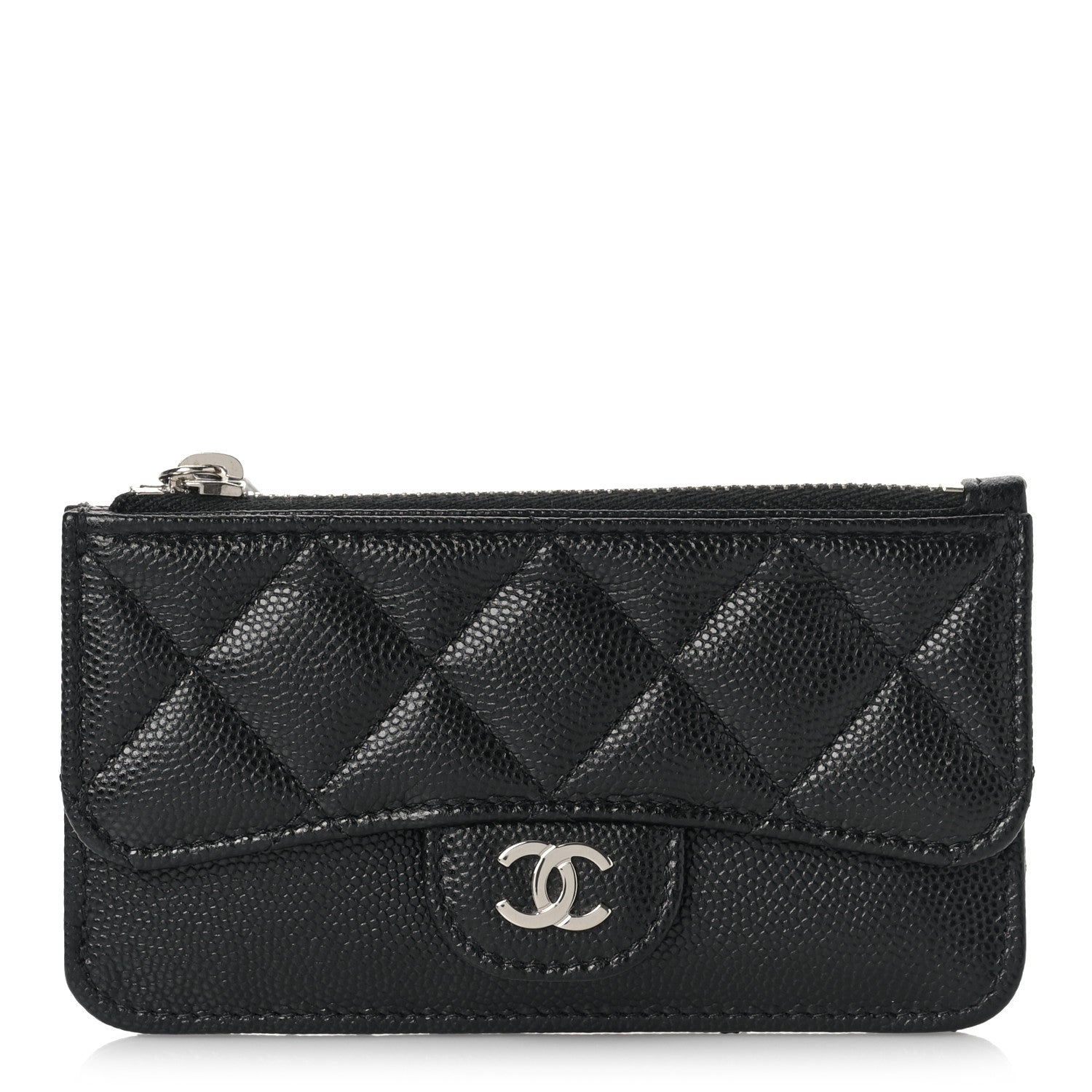 Chanel Caviar Quilted Flap Zip Card Holder Black 1 of 9