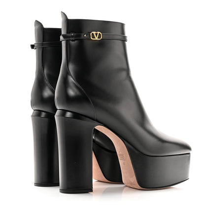 Valentino Garavani Calfskin Tan-Go Platform 50/120mm Ankle Boots 40 Black 4 of 19
