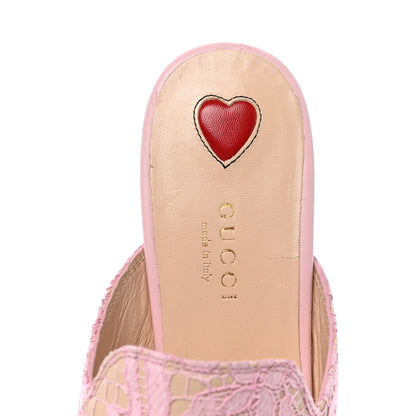 Gucci Lace Malaga Kid Womens Princetown Slippers 36 Sugar Pink Skin Rose 7 of 9