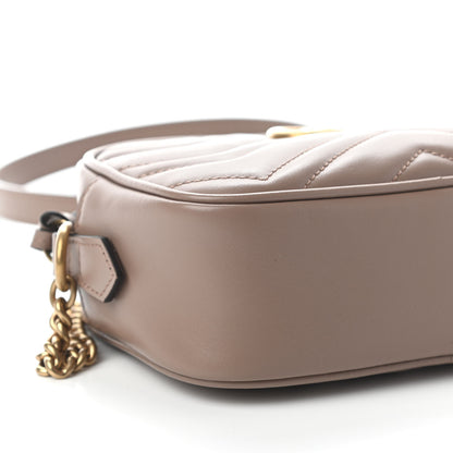 Gucci Calfskin Matelasse Mini GG Marmont Chain Shoulder Bag Porcelain Rose 8 of 9