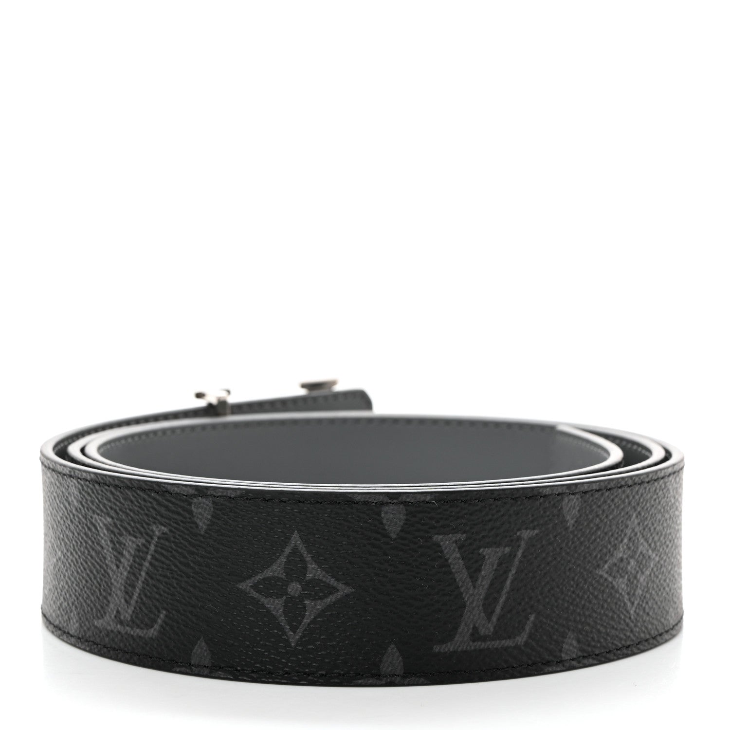 Louis Vuitton Calfskin Monogram Eclipse LV Initiales Reversible Belt 110 44 2 of 9