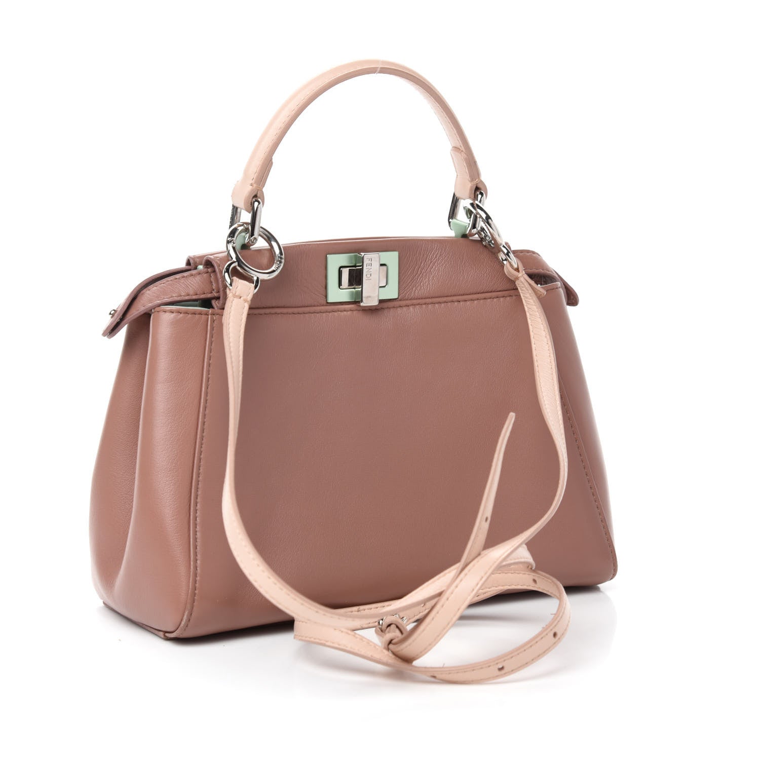 Fendi Nappa Colorblock Mini Peekaboo Iconic Satchel English Rose Plaster Oxigen 3 of 11