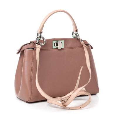 Fendi Nappa Colorblock Mini Peekaboo Iconic Satchel English Rose Plaster Oxigen 3 of 11