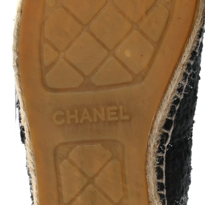Chanel Tweed Lambskin CC Espadrilles 37 Black Silver 6 of 15