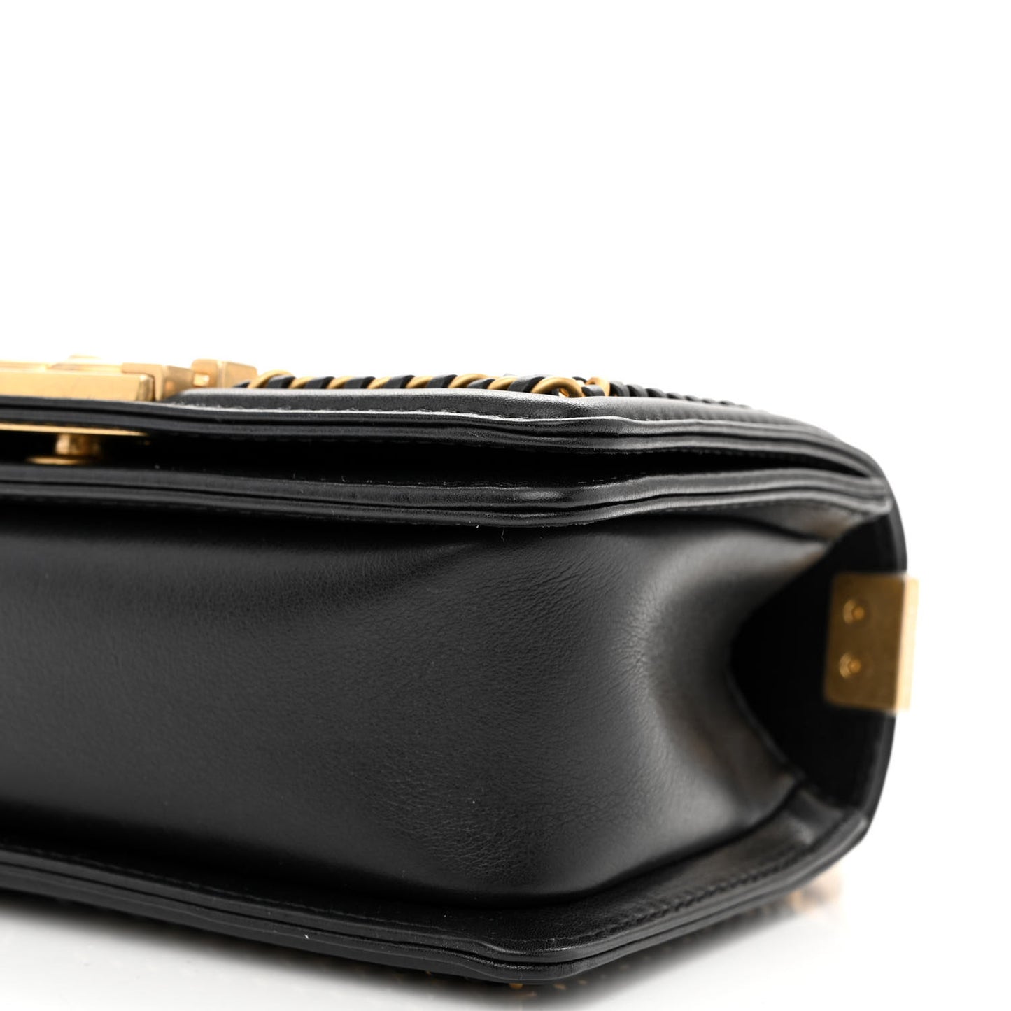 Lambskin Quilted Small Top Handle Boy Flap Black