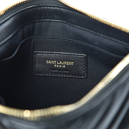 Saint Laurent Calfskin Matelasse Chevron Monogram A5 Wristlet Black 6 of 9