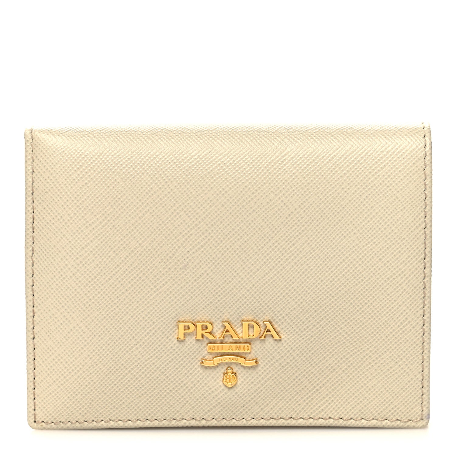 Prada Saffiano Metal Bi-Fold Wallet Cera 1 of 8