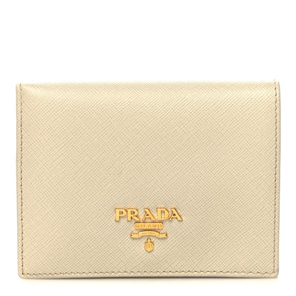 Prada Saffiano Metal Bi-Fold Wallet Cera 1 of 8