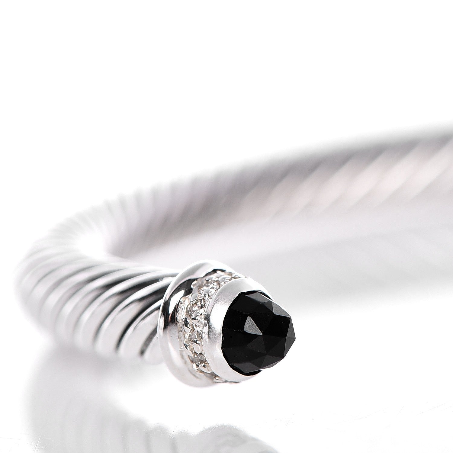 David Yurman Sterling Silver Diamond Black Onyx 5mm Cable Classics Bracelet 6 of 6