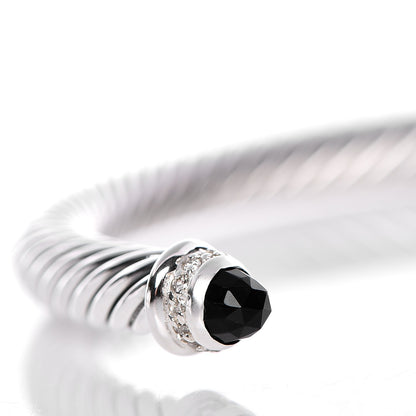 David Yurman Sterling Silver Diamond Black Onyx 5mm Cable Classics Bracelet 6 of 6