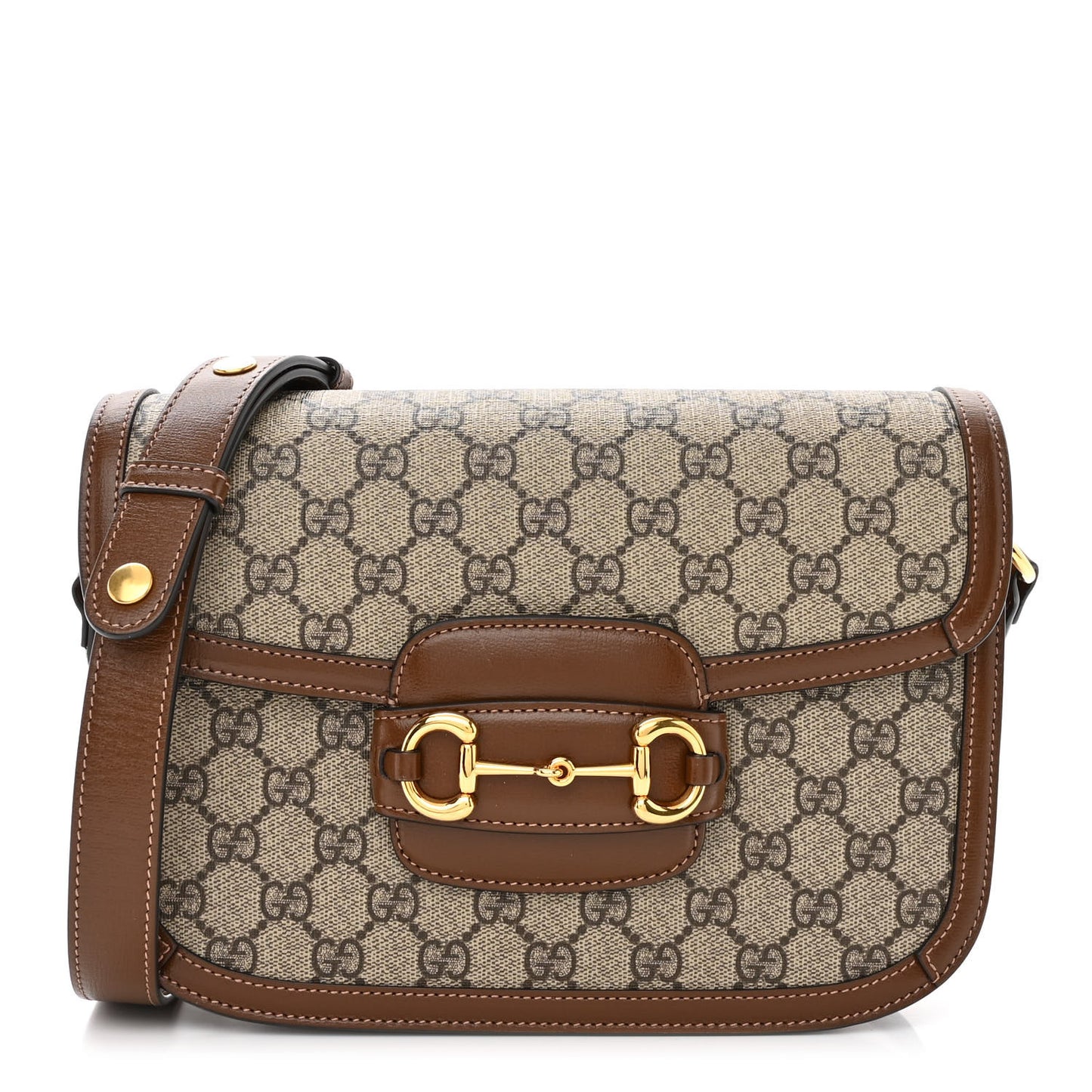GG Supreme Monogram Horsebit 1955 Shoulder Bag Beige Brown Sugar