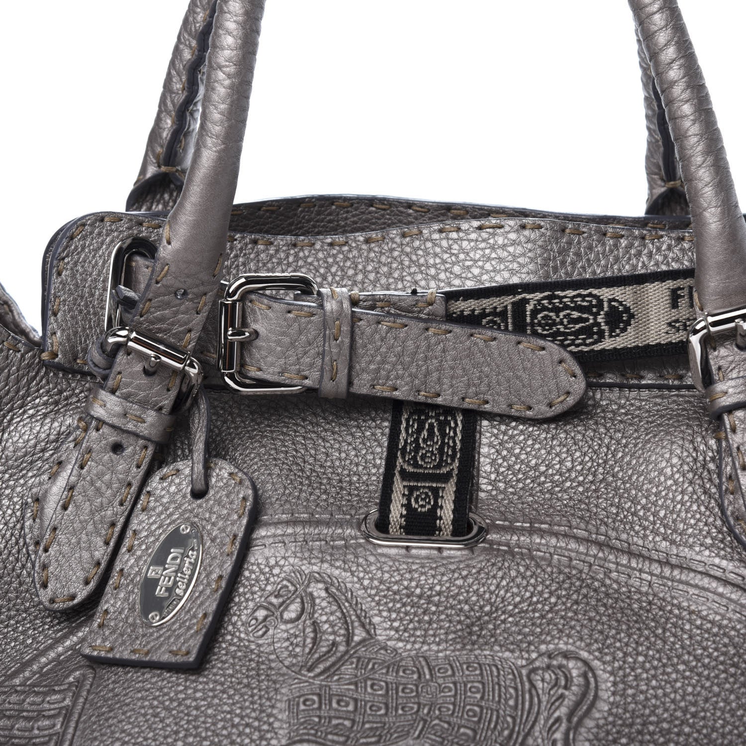 Fendi Cuoio Romano Selleria Small Villa Borghese Tote Peltro 11 of 11