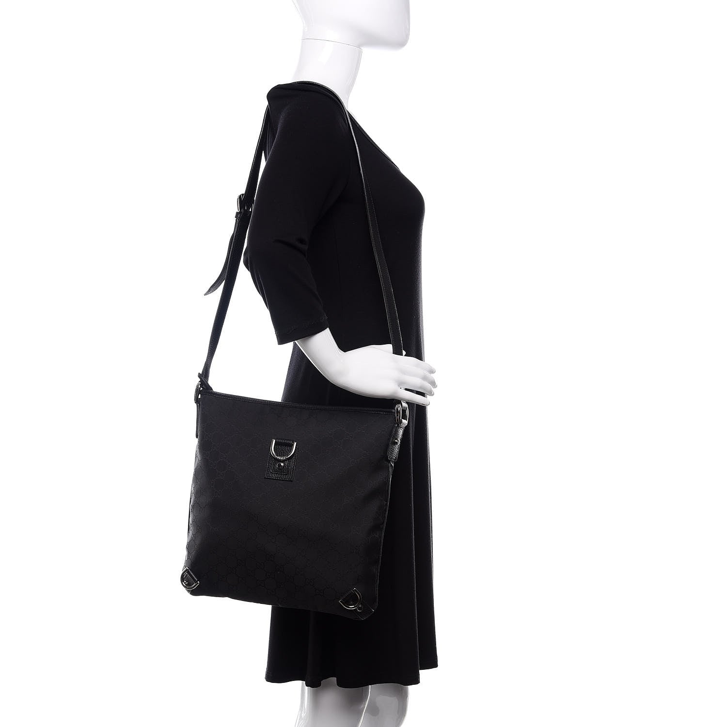 Gucci Monogram Abbey Messenger Bag Black 2 of 10