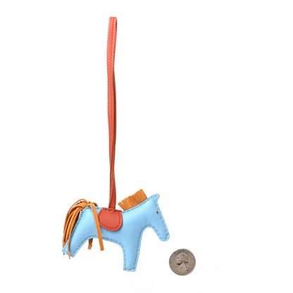 Hermes Milo Lambskin Grigri Rodeo Horse Bag Charm PM Celeste Naturel Bouton D'Or Cornaline 2 of 3