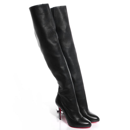 Christian Louboutin Leather Sempre Monica 100 Over the Knee Boot 40.5 Black 5 of 19