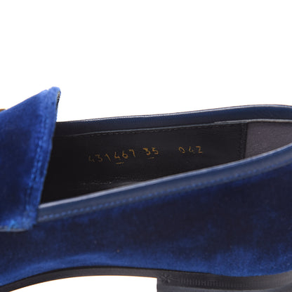 Gucci Velvet Horsebit Womens Jordaan Loafers 35 Blue Cobalt 7 of 10