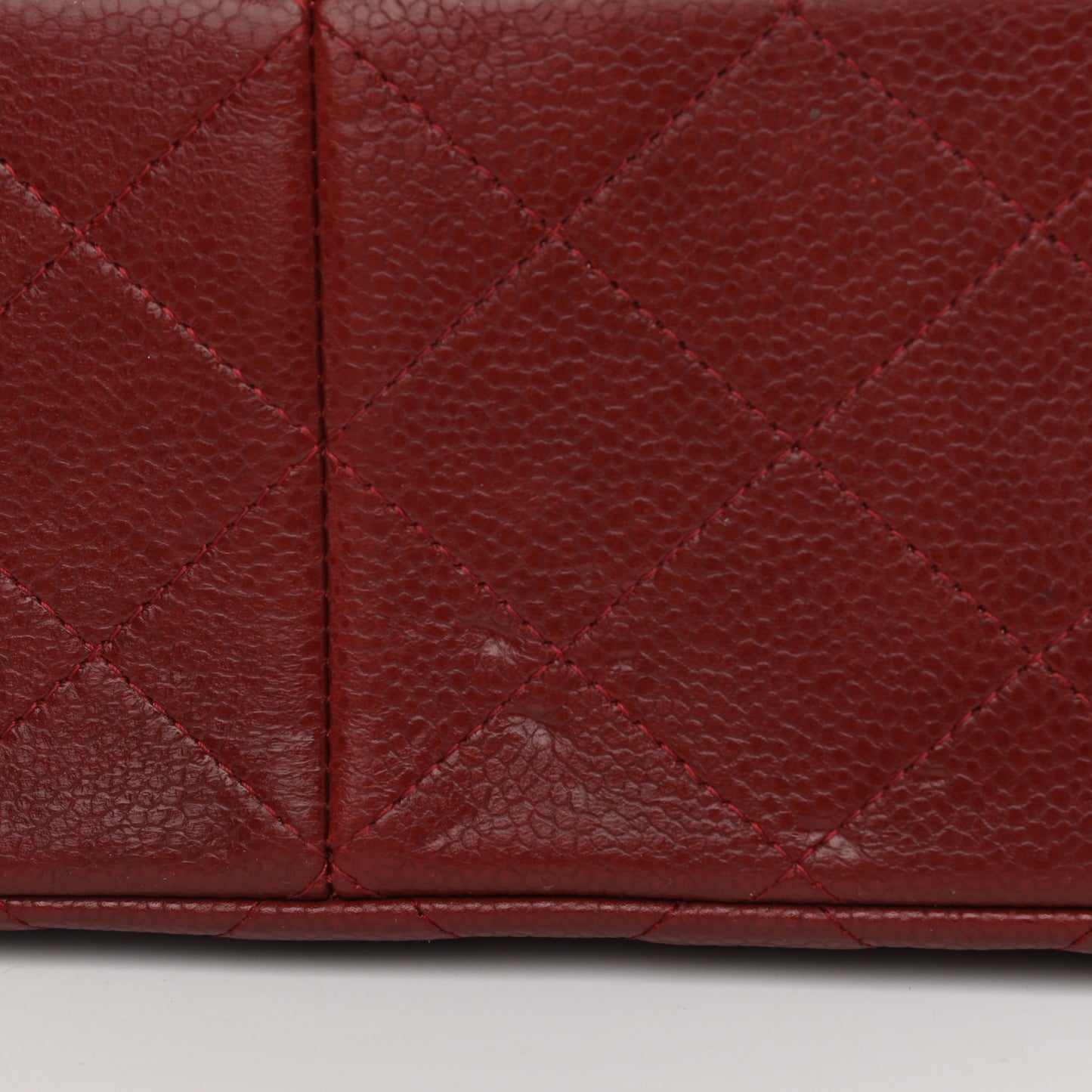 Caviar Quilted Jumbo Double Flap Burgundy