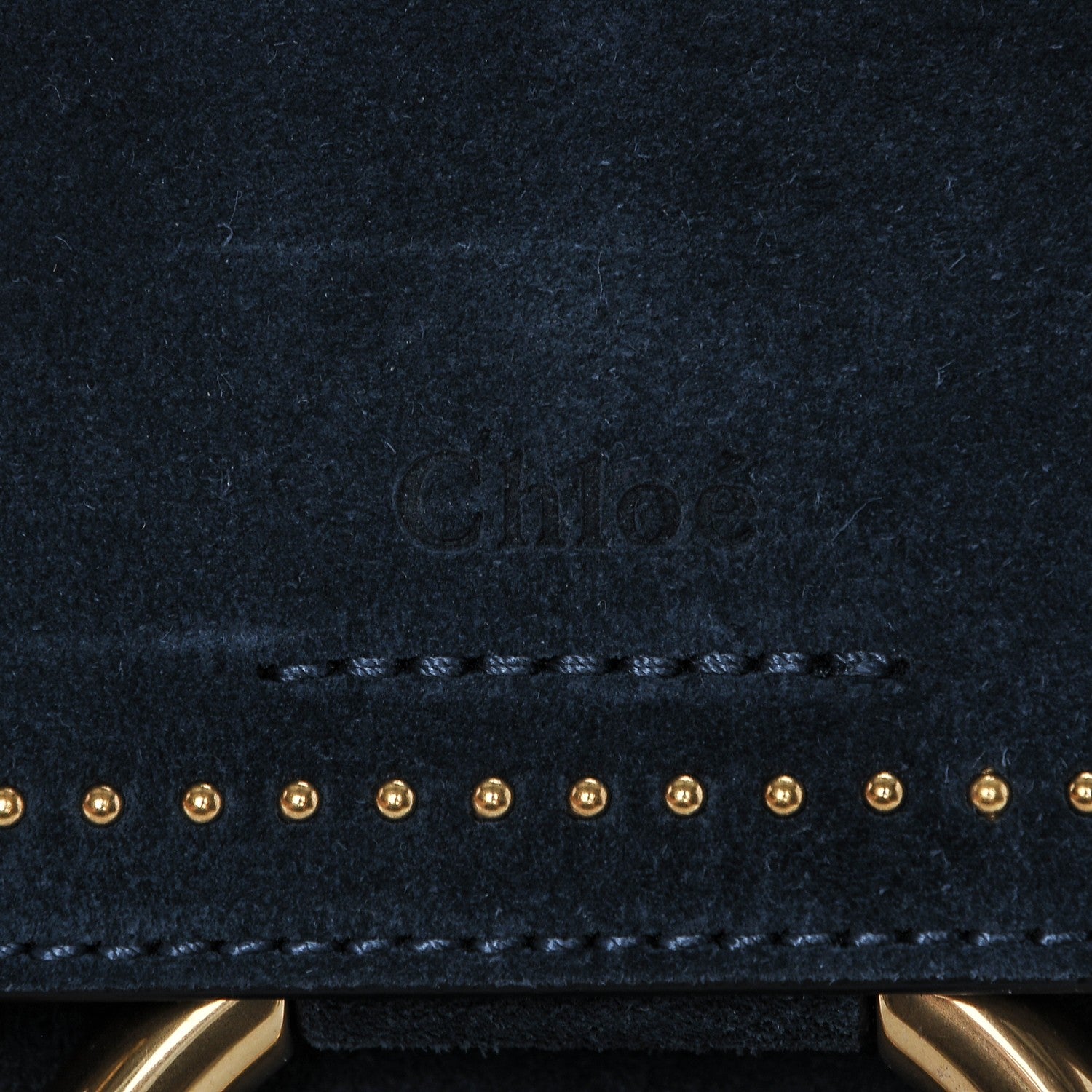 Chloe Calfskin Suede Studded Medium Faye Shoulder Bag Full Blue 6 of 7