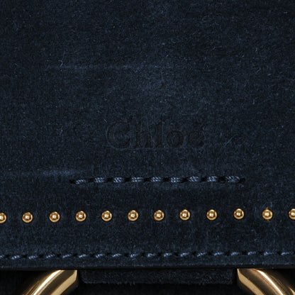 Chloe Calfskin Suede Studded Medium Faye Shoulder Bag Full Blue 6 of 7