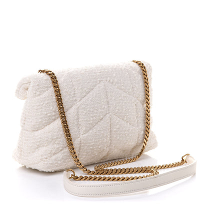 Saint Laurent Boucle Tweed Quilted Toy Loulou Puffer Monogram Chain Satchel Crema Soft 3 of 10