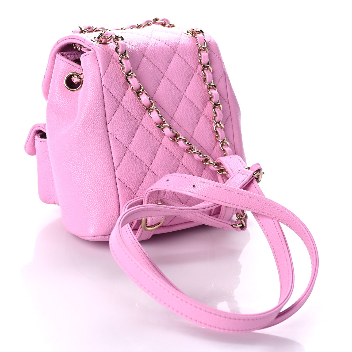Chanel Shiny Caviar Quilted Small Duma Pockets Drawstring Backpack Lilac 3 of 10