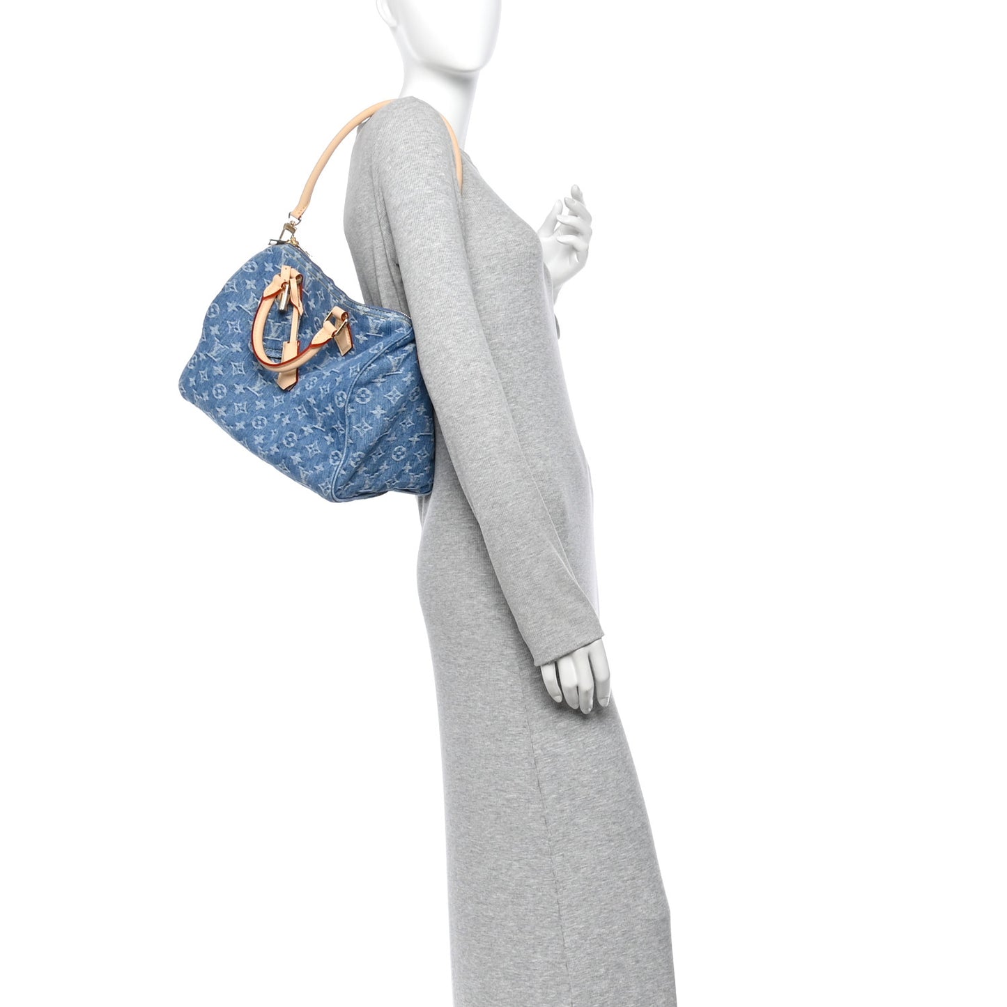 Monogram Denim Speedy Soft 30 Blue