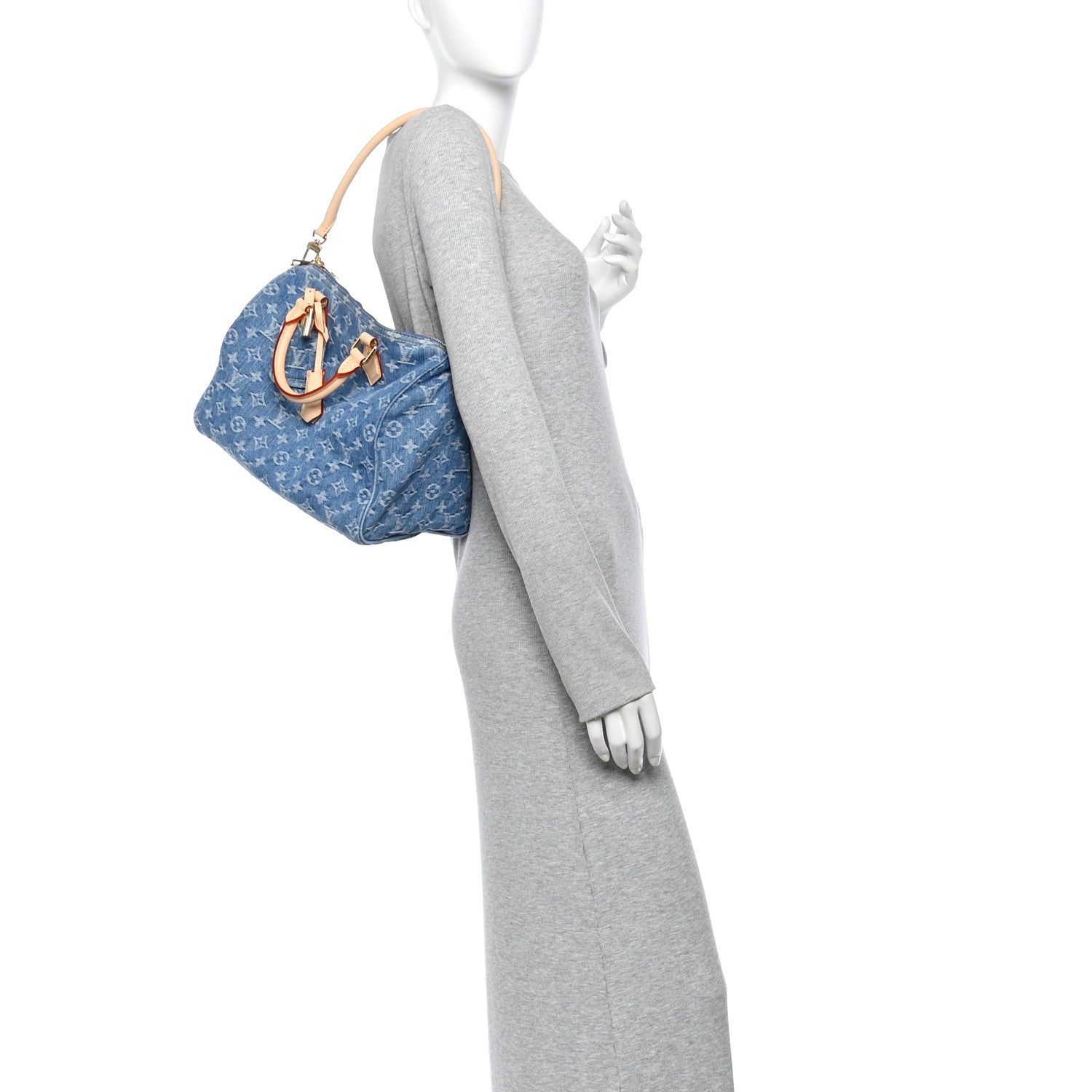 Louis Vuitton Monogram Denim Speedy Soft 30 Blue 2 of 10