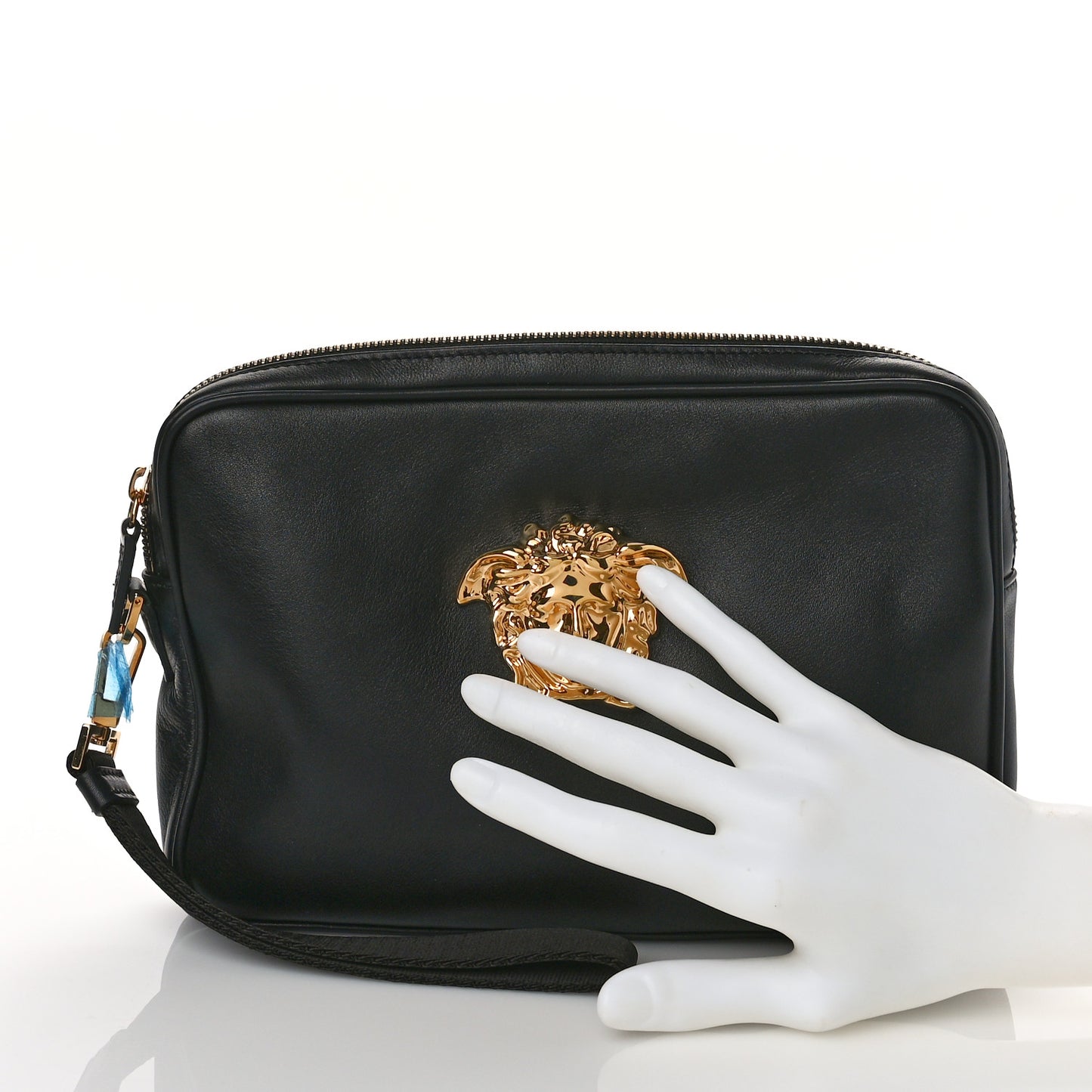 Vitello Palazzo Medusa Wristlet Clutch Bag Black
