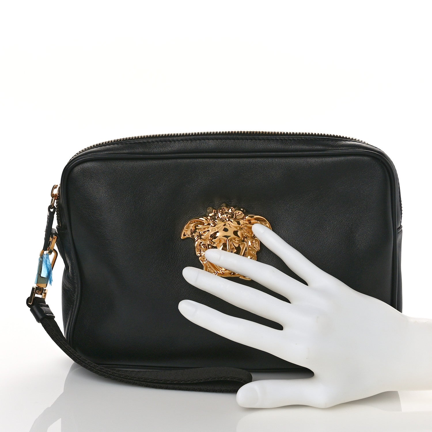 Versace Vitello Palazzo Medusa Wristlet Clutch Bag Black 2 of 8