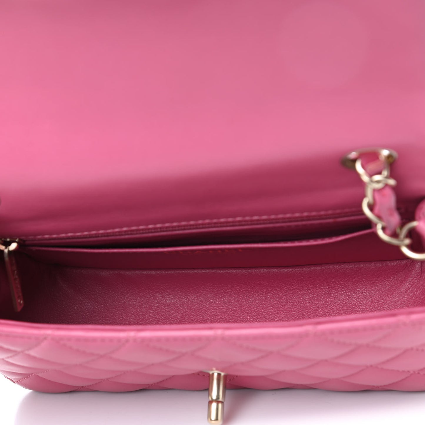 Lambskin Quilted Mini Rectangular Flap Dark Pink