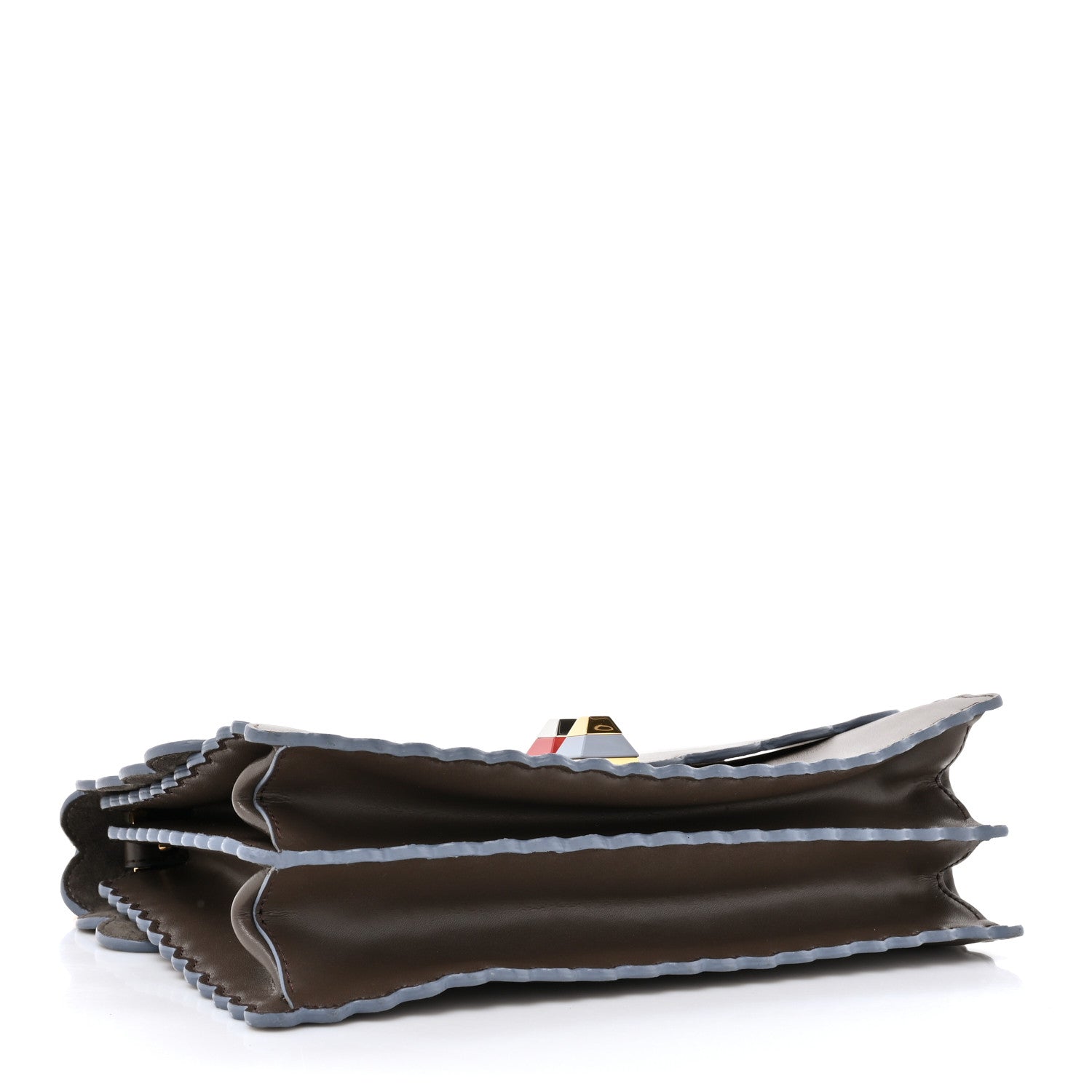 Fendi Vitello Liberty Scalloped Studded Kan I Shoulder Bag Carbone 4 of 13