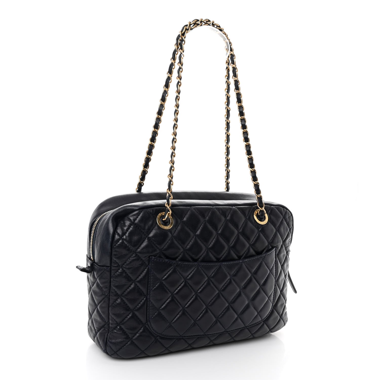 Chanel Lambskin Quilted Travel Flap Tote Navy 3 of 12