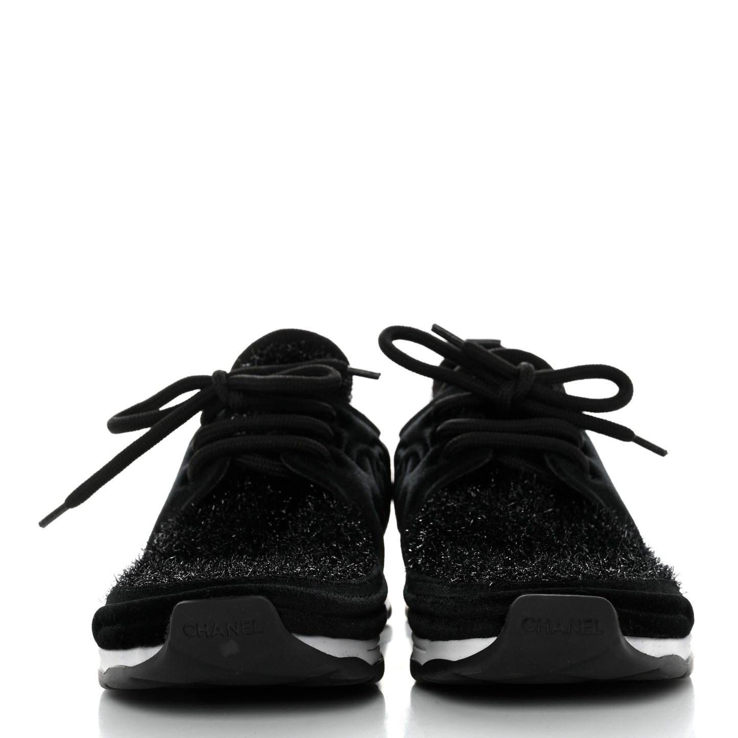Stretched Fabric Velvet CC Womens Sneakers Black