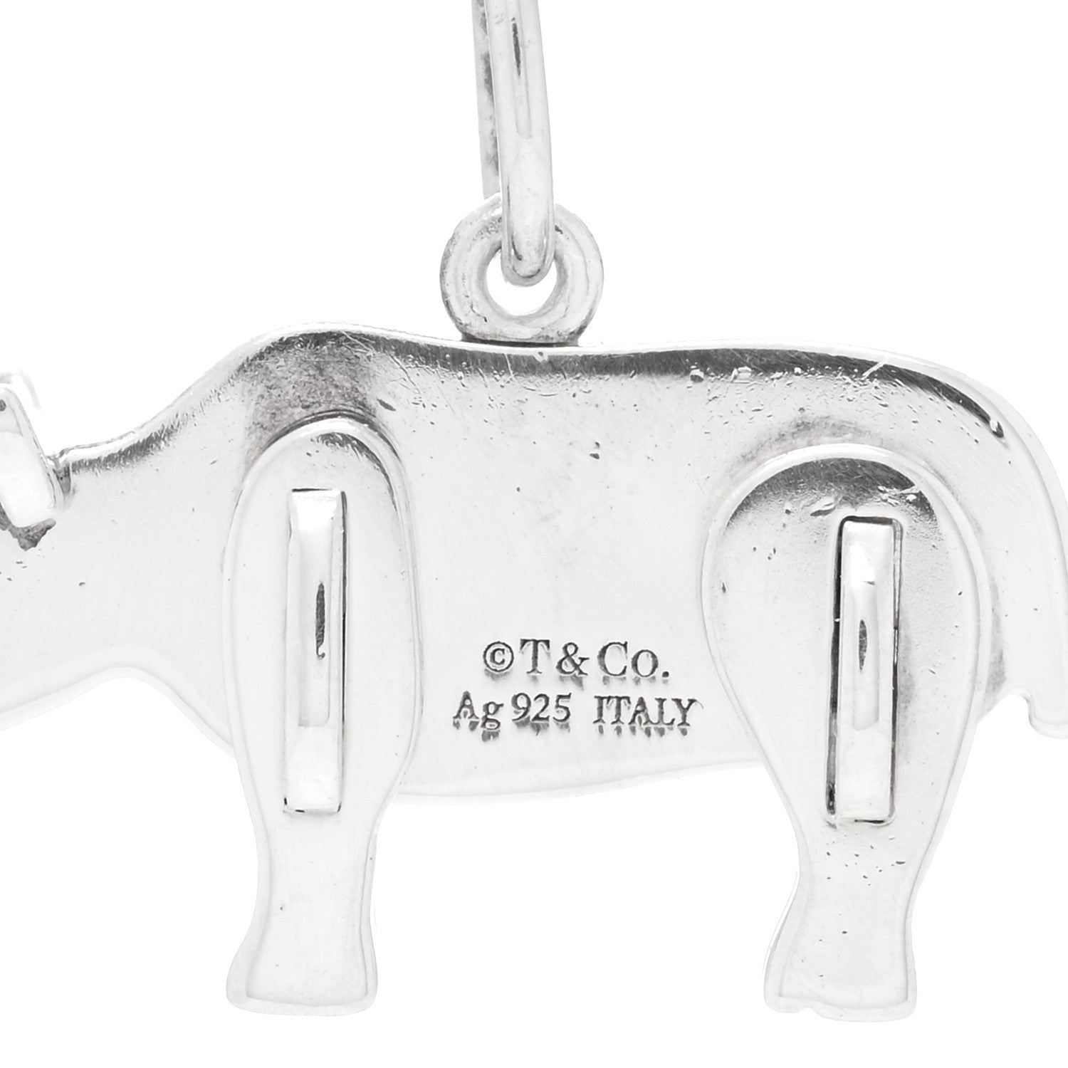 Tiffany Sterling Silver Save the Wild Rhino Pendant Necklace 5 of 5