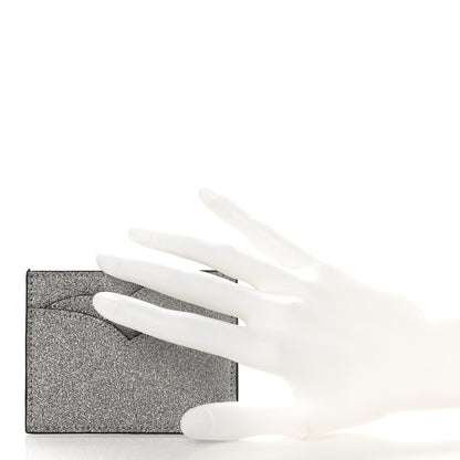 Christian Louboutin Calfskin Hot Chick Glitter Card Holder Silver 2 of 9