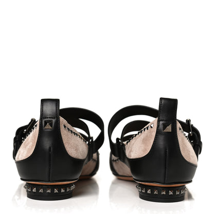 Valentino Garavani Suede Rockstud Strappy Ballet Flats 38 Poudre Black 6 of 9