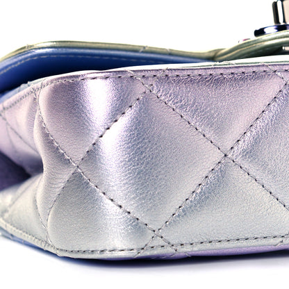 Chanel Gradient Metallic Calfskin Quilted Clutch Silver Blue Yellow Purple 7 of 8