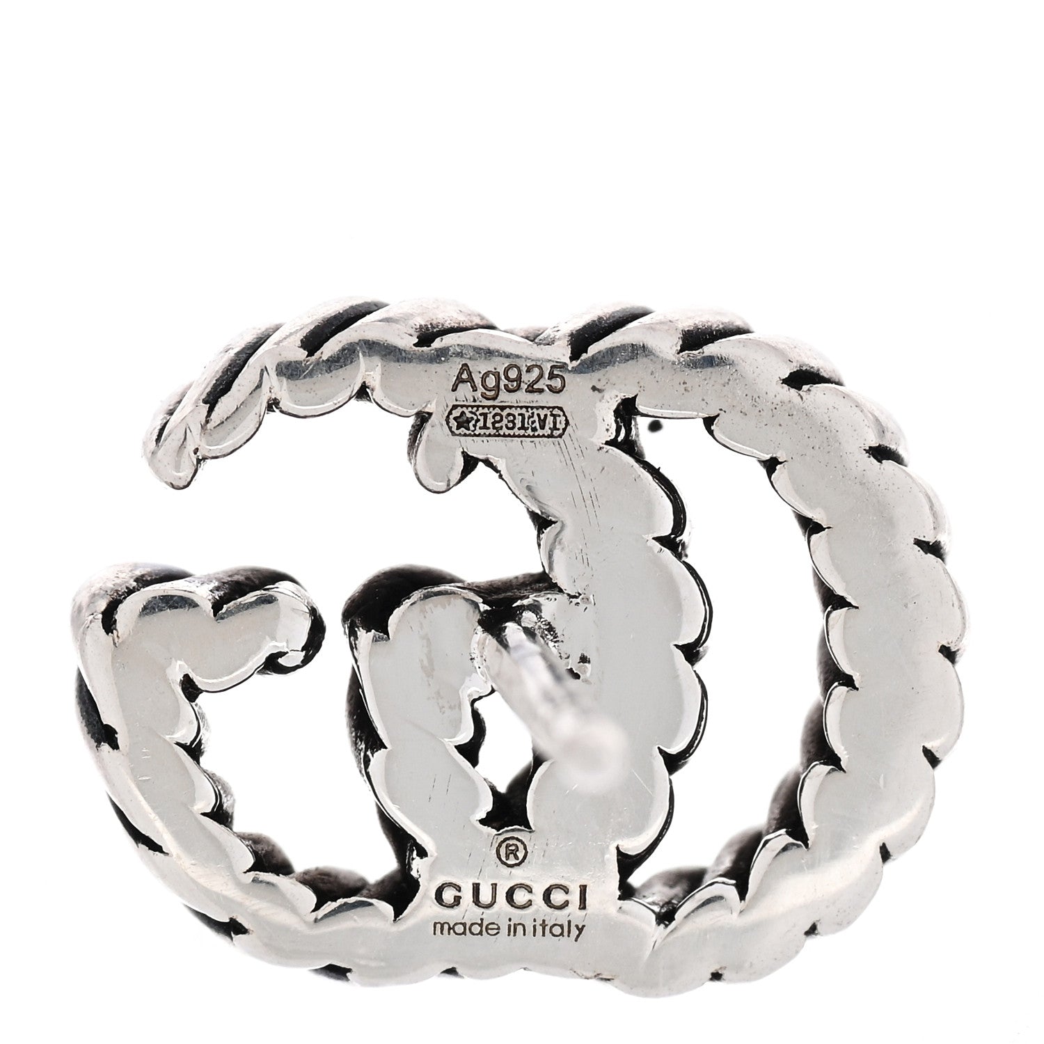 Gucci Sterling Silver Torchon Double G Earrings 4 of 5