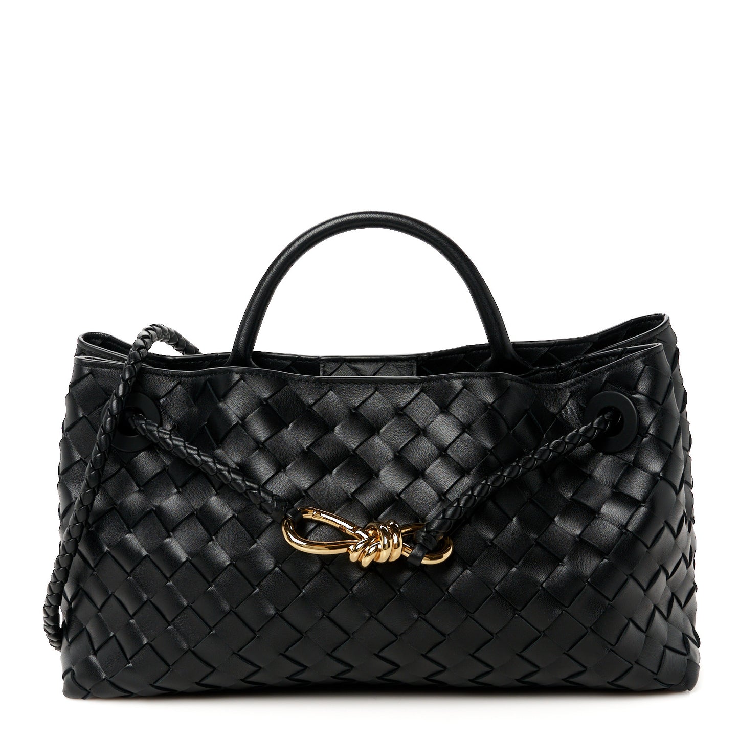 Nappa Intrecciato Small East West Andiamo Shoulder Bag Black