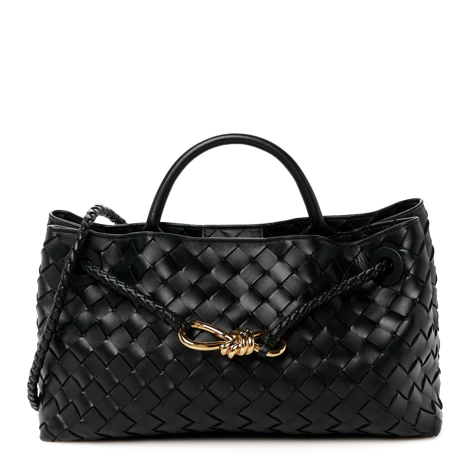 Bottega Veneta Nappa Intrecciato Small East West Andiamo Shoulder Bag Black 1 of 12
