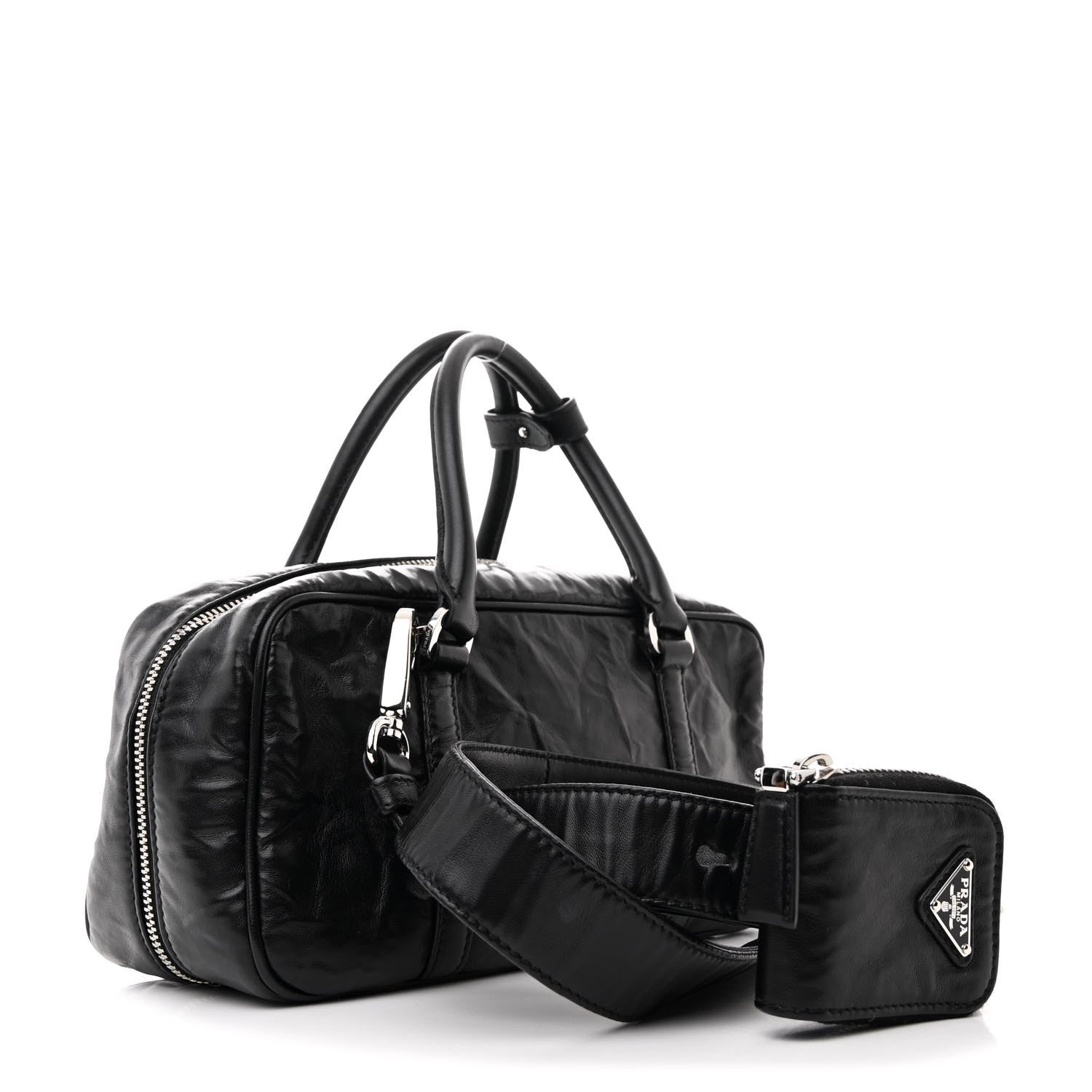Prada Nappa Antique Small Re-Edition 2001 Two Handle Crossbody Bag Black 3 of 15