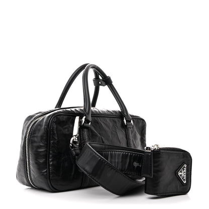 Prada Nappa Antique Small Re-Edition 2001 Two Handle Crossbody Bag Black 3 of 15
