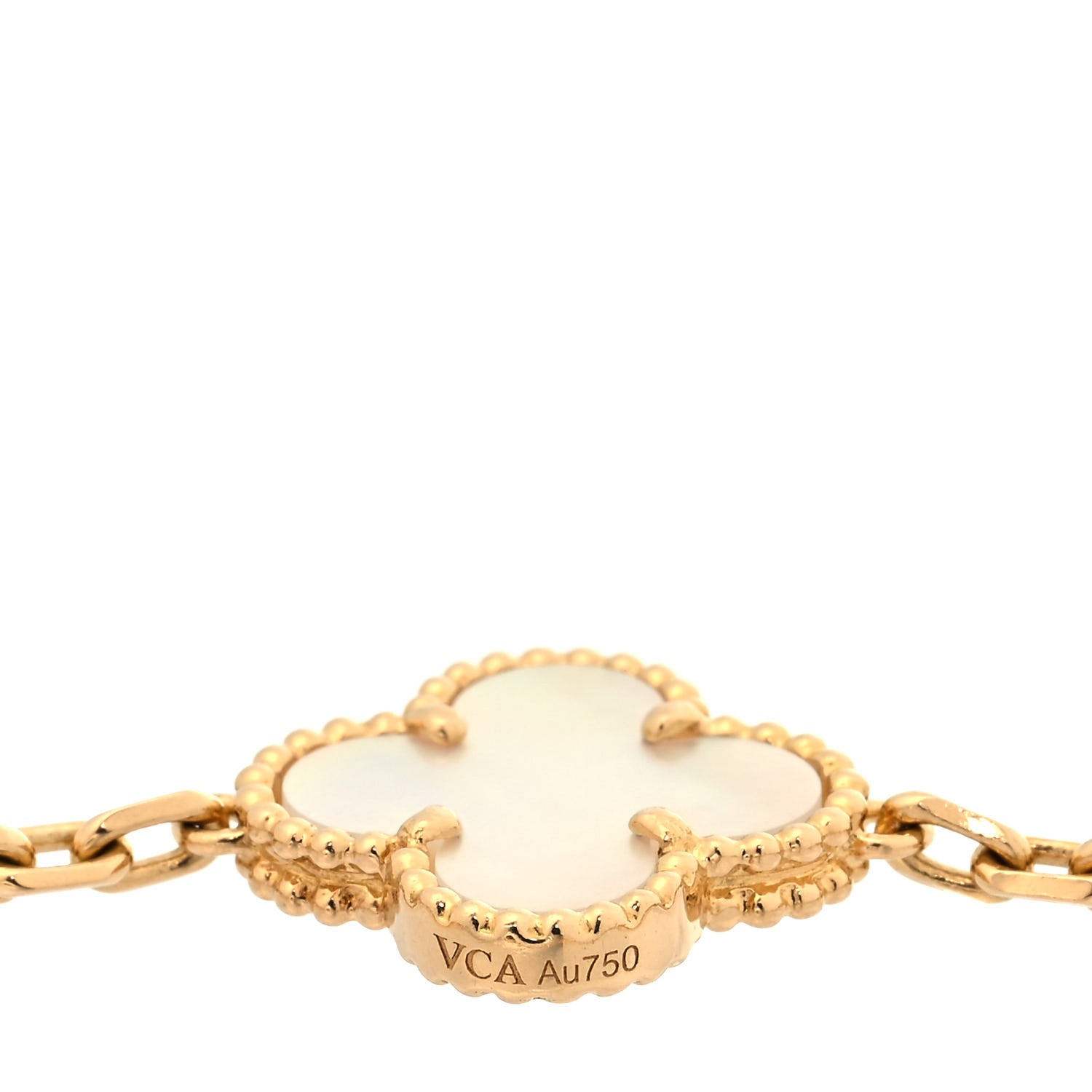 Van Cleef & Arpels 18K Yellow Gold Mother of Pearl 5 Motifs Vintage Alhambra Bracelet 4 of 5